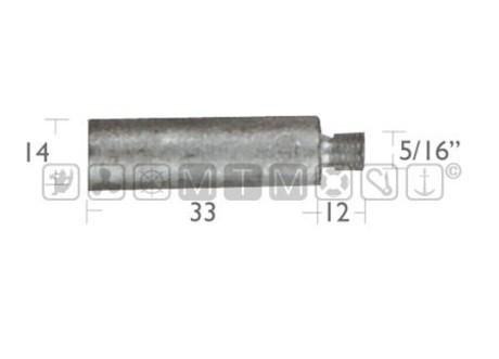 PALIČNA ANODA ZA MOTORJE CATERPILLAR (14X33MM)